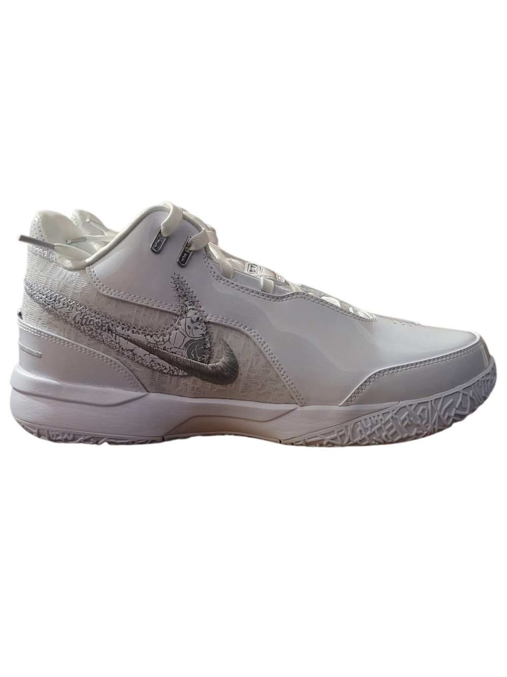 Nike White and Silver High-Top Basketball Sneakers